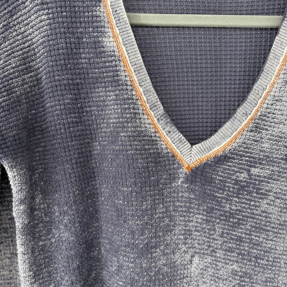 Sundance Acid Wash V-Neck Long Sleeve Cotton Waffle Knit Sweater Small - Picture 3 of 7